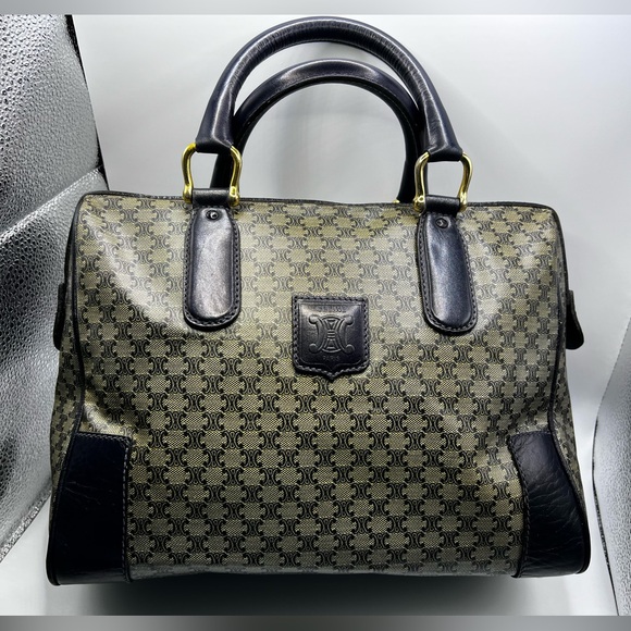 CELINE Macadam Boston Tote Bag M03 Navy Tan Cream PVC Leather - COA INCLUDED! - Picture 3 of 17